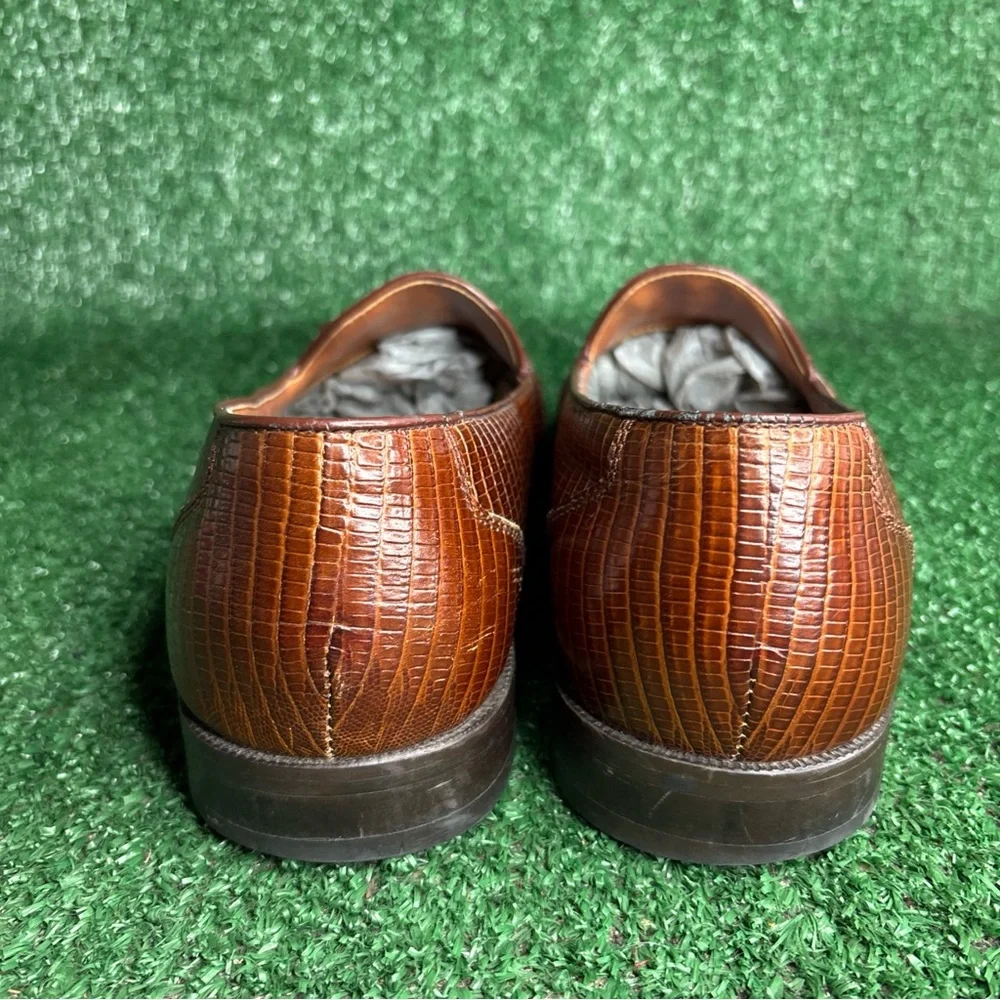 Stacy Adams Mens Genuine Snake Brown‎ Loafer Shoes Size 10.5 M